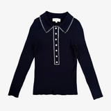 Jersey azul marino con botones al cuello Sézane S