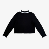 Jersey negro botones y detalles bordado blanco Sézane S
