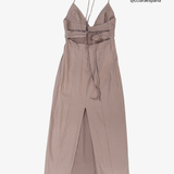 Brown linen dress ZARA M