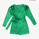 Vestido satinado verde flores ZARA L
