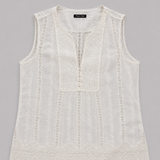 Massimo Dutti White Embroidered Cotton Top