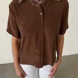 Sézane Brown Short-Sleeve Blouse