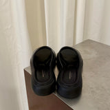 Vagabond Black Leather Platform Slides