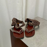 Chie Mihara Taupe Suede Flat Sandals