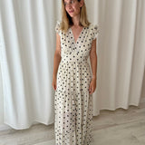Polín et Moi White Polka Dot Midi Dress
