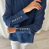 Bimani Blue SENDA Long Sleeve Blouse