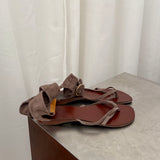 Chie Mihara Taupe Suede Flat Sandals