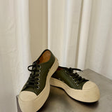 Marni Platform Leather Sneakers in Olive Green
