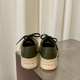 Marni Platform Leather Sneakers in Olive Green