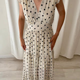 Polín et Moi White Polka Dot Midi Dress