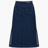 7 For All Mankind Dark Blue Denim Midi Skirt