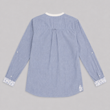 Blusa Azul de Lino con Botones Massimo Dutti