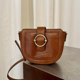 Claudie Pierlot Brown Embossed Leather Crossbody Bag