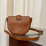 Claudie Pierlot Brown Embossed Leather Crossbody Bag