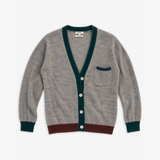 Bellerose Grey Contrast-Trim V-Neck Cardigan