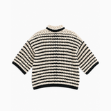 Bimba y Lola Black & Cream Striped Crochet Cardigan