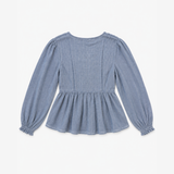 Brownie Blue Smocked Peplum Blouse