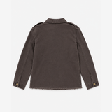 Brownie Dark Grey Utility Jacket with Frayed Hem