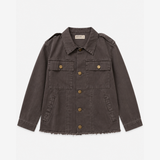 Brownie Dark Grey Utility Jacket with Frayed Hem