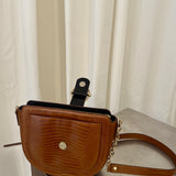 Claudie Pierlot Brown Embossed Leather Crossbody Bag