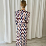 Vestido Midi Estampado con Drapeado See Iou