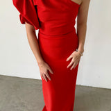 Cardié Moda Red One-Shoulder Maxi Dress