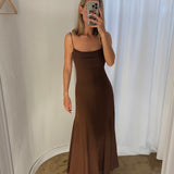 Sophie & Lucie Brown Open Back Maxi Dress