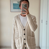 Cardigan de punto trenzado beige BROWNIE XXS