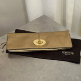 Coach Metallic Gold Leather Turnlock Clutch