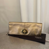 Coach Metallic Gold Leather Turnlock Clutch