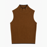 Comptoir des Cotonniers Camel Brown Sleeveless Knit Top