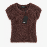 DSQUARED2 Chocolate Brown Fuzzy Sleeveless Top