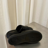 Vagabond Black Leather Platform Slides