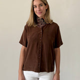Sézane Brown Short-Sleeve Blouse
