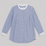Blusa Azul de Lino con Botones Massimo Dutti