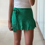 Falda skort mini verde con topos ZARA XS
