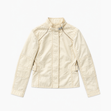Fay Pale Yellow Quilted Shoulder Biker Jacket