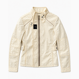 Fay Pale Yellow Quilted Shoulder Biker Jacket