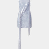 MISHA Blue Sequin Halter Mini Dress