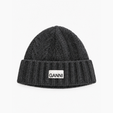 GANNI Dark Grey Cable-Knit Beanie