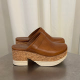 Homers Brown Leather Platform Clogs
