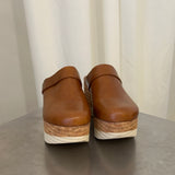 Homers Brown Leather Platform Clogs
