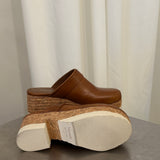 Homers Brown Leather Platform Clogs