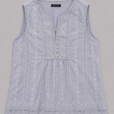 Massimo Dutti Light Blue Embroidered Cotton Top