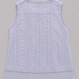 Massimo Dutti Light Blue Embroidered Cotton Top