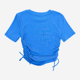 Camiseta frunces cordones azul ZARA S