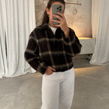 Short plaid wool jacket