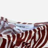 Top asimetrico zebra teja y blanco roto  BROWNIE XS-S