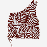 Top asimetrico zebra teja y blanco roto  BROWNIE XS-S