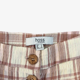 Wide-leg trousers, beige and brown plaid